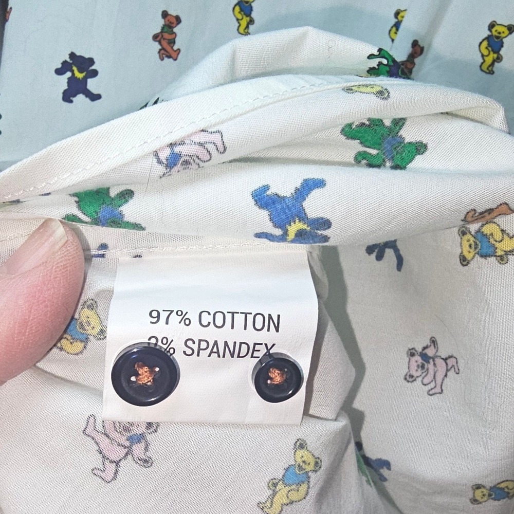 SEC 119 Grateful Dead Dancing Bears Shirt Mens XL White Short Sleeve Button Down - Picture 10 of 11